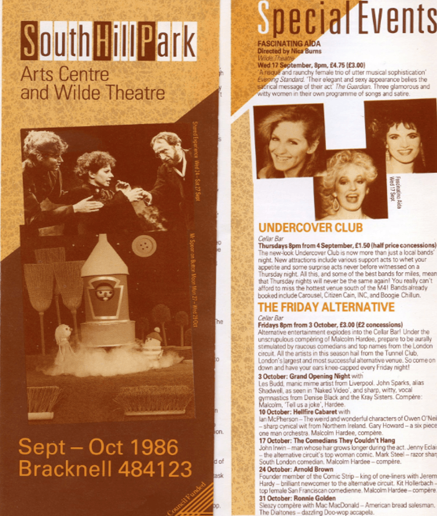 SHP flyer featuring The Friday Alternative (1986)